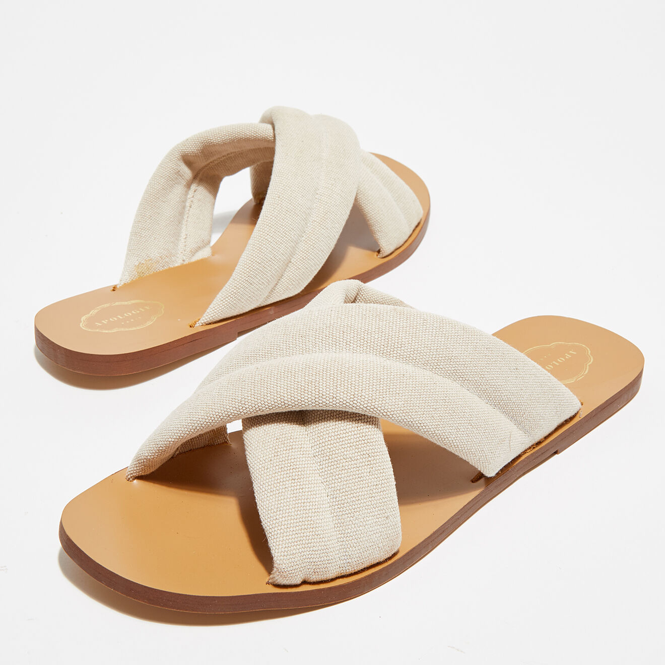 Apologie Mules en Tissu June naturel/blanc