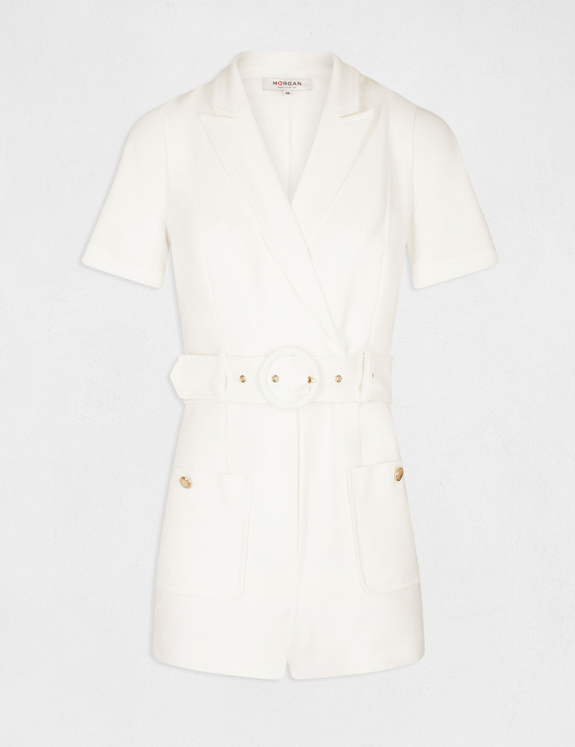 Combinaison droite ceinturée ecru femme - ecru