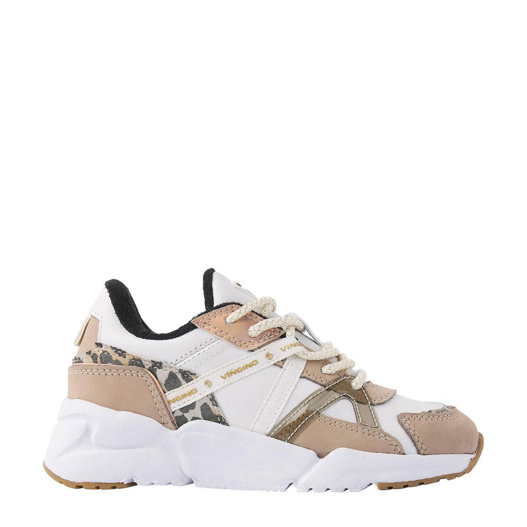 Vingino Odilialeren sneakers beige/wit