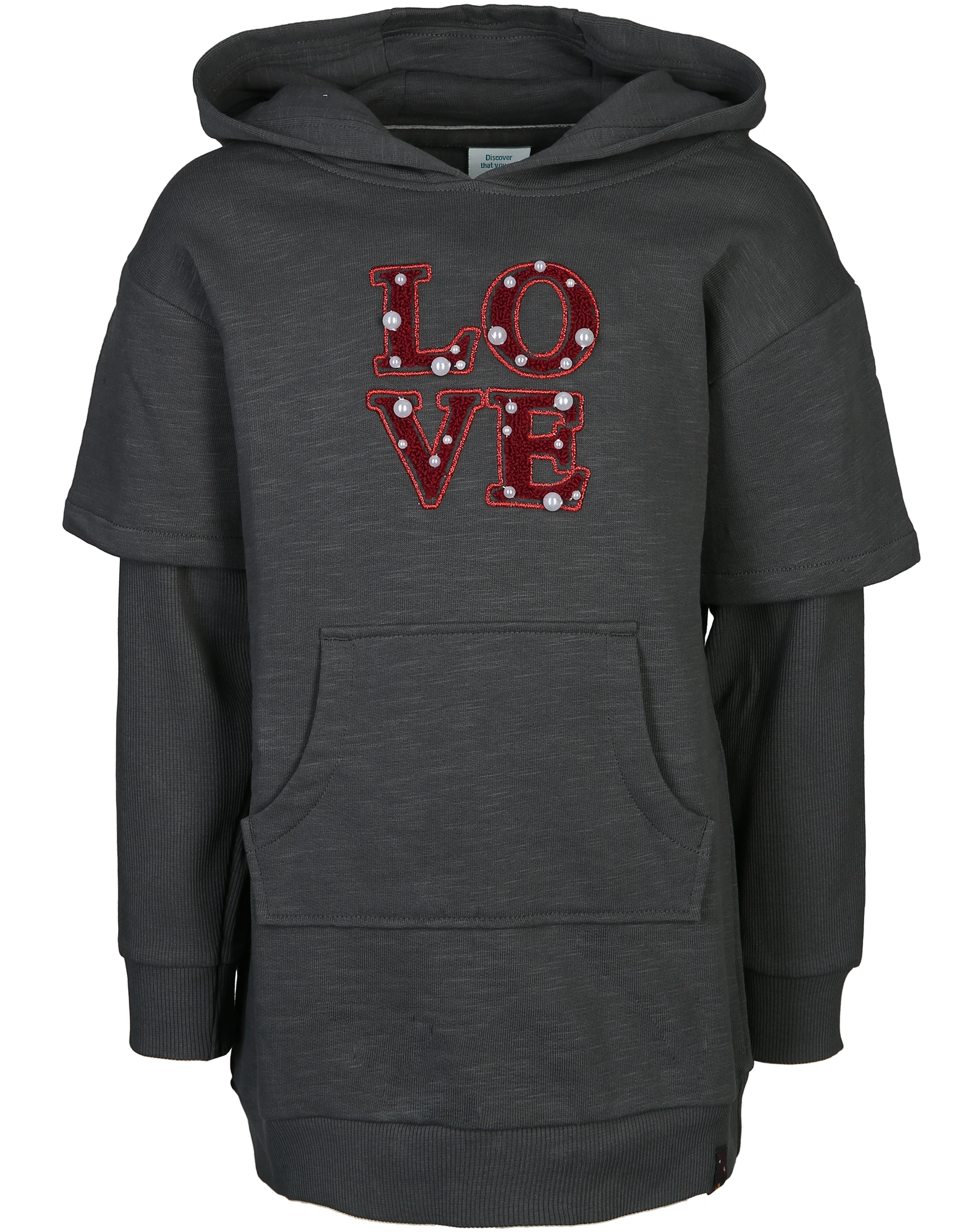 Kapuzen-Sweatkleid LOVE in grau