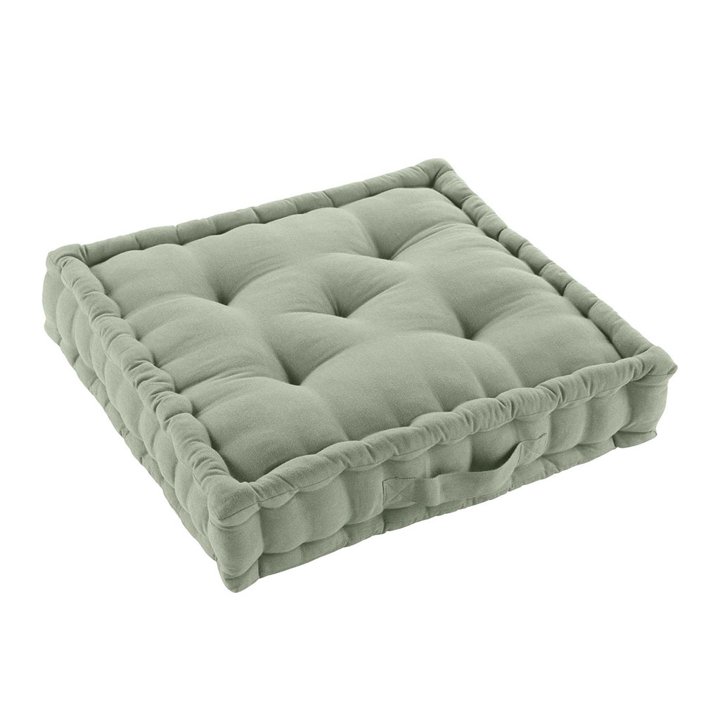 Coussin de sol TWILLY polycoton sauge 50x50cm