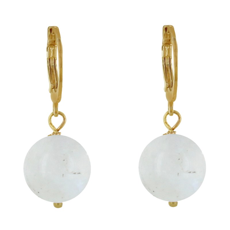 Boucles d'Oreilles Mini Créoles Plaqué Or et Perle de Pierre de Lune
