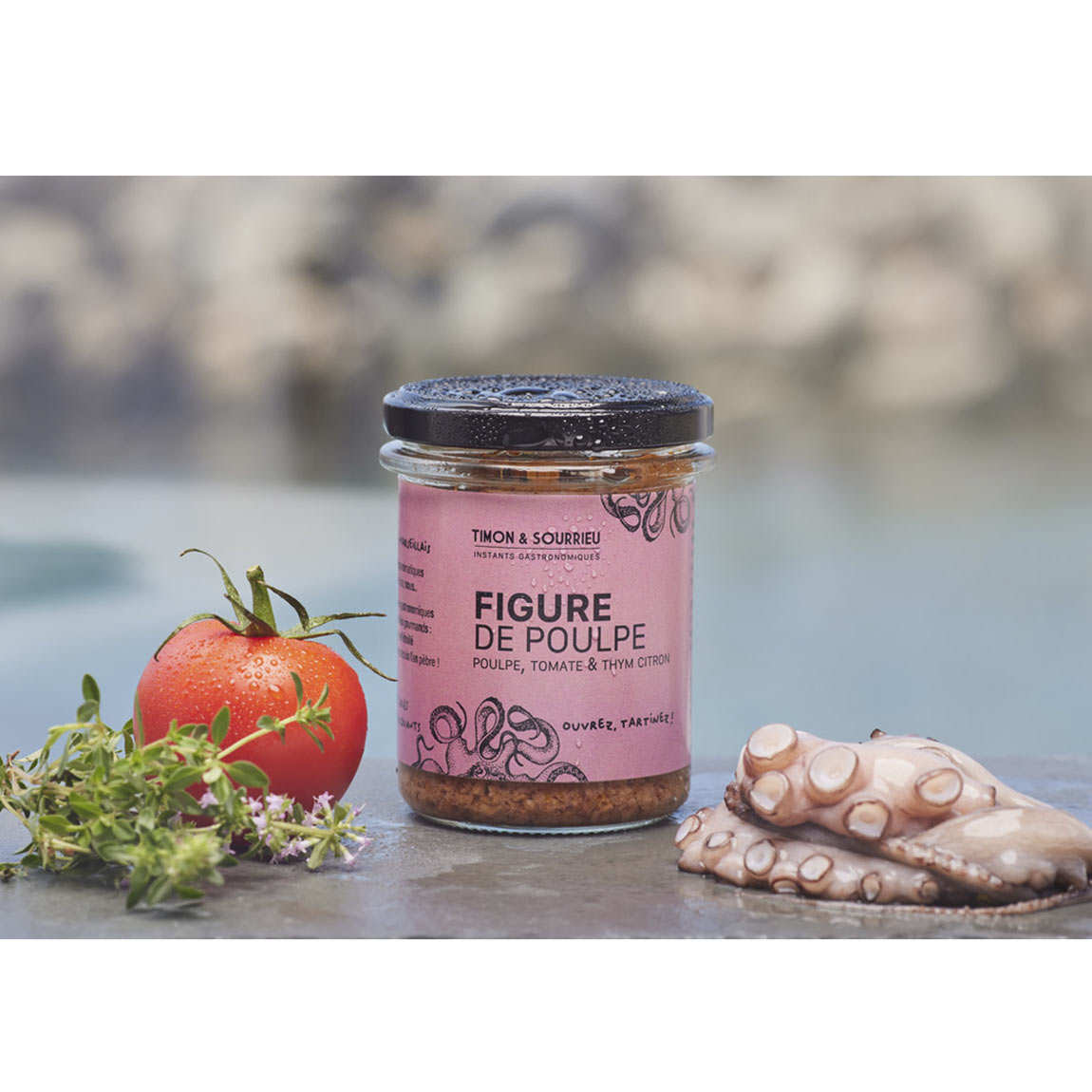 Figure de poulpe - Tartinable de poulpe, tomate et thym citron.