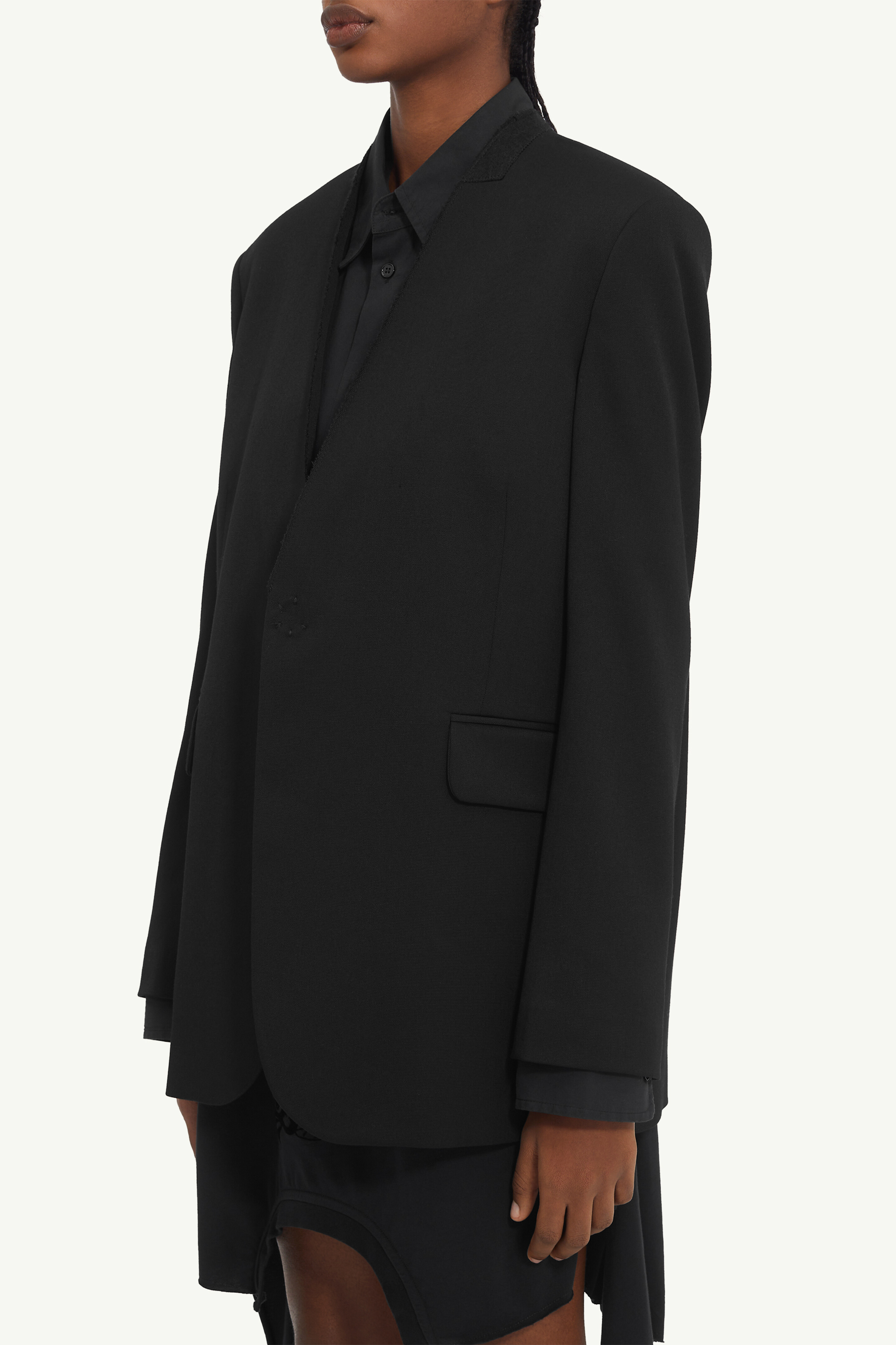 Veste de tailleur sans col en laine pour femme | MM6