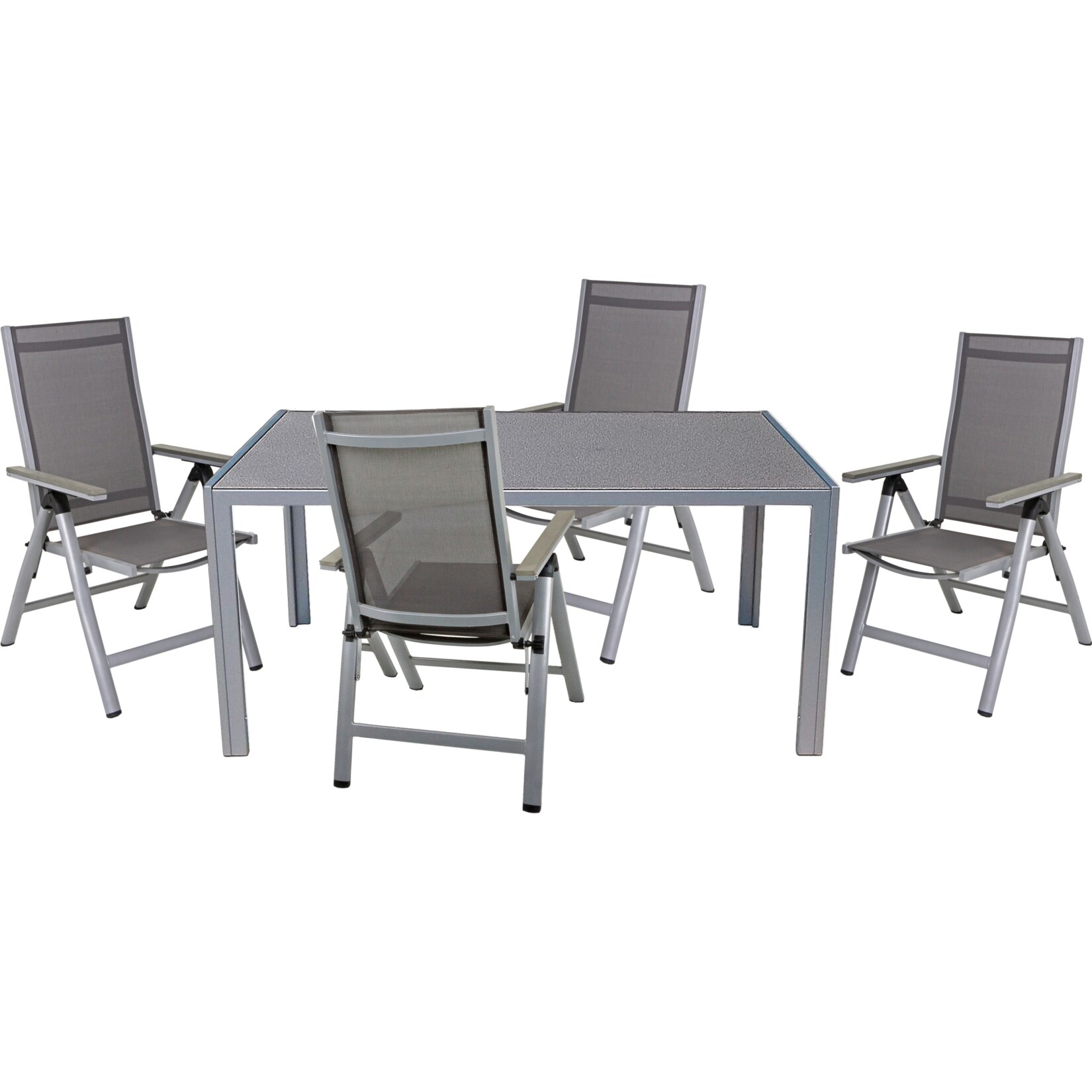 5tlg. Alu Tischgruppe Garten Sitzgruppe Lounge Set Gartenmöbel Sitzgarnitur