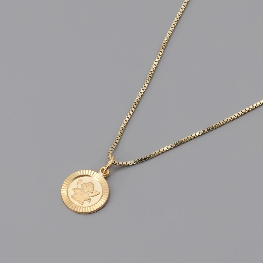 trendor Kinder-Anhänger Engel Gold 750 (18K) mit vergoldeter Silberkette gold