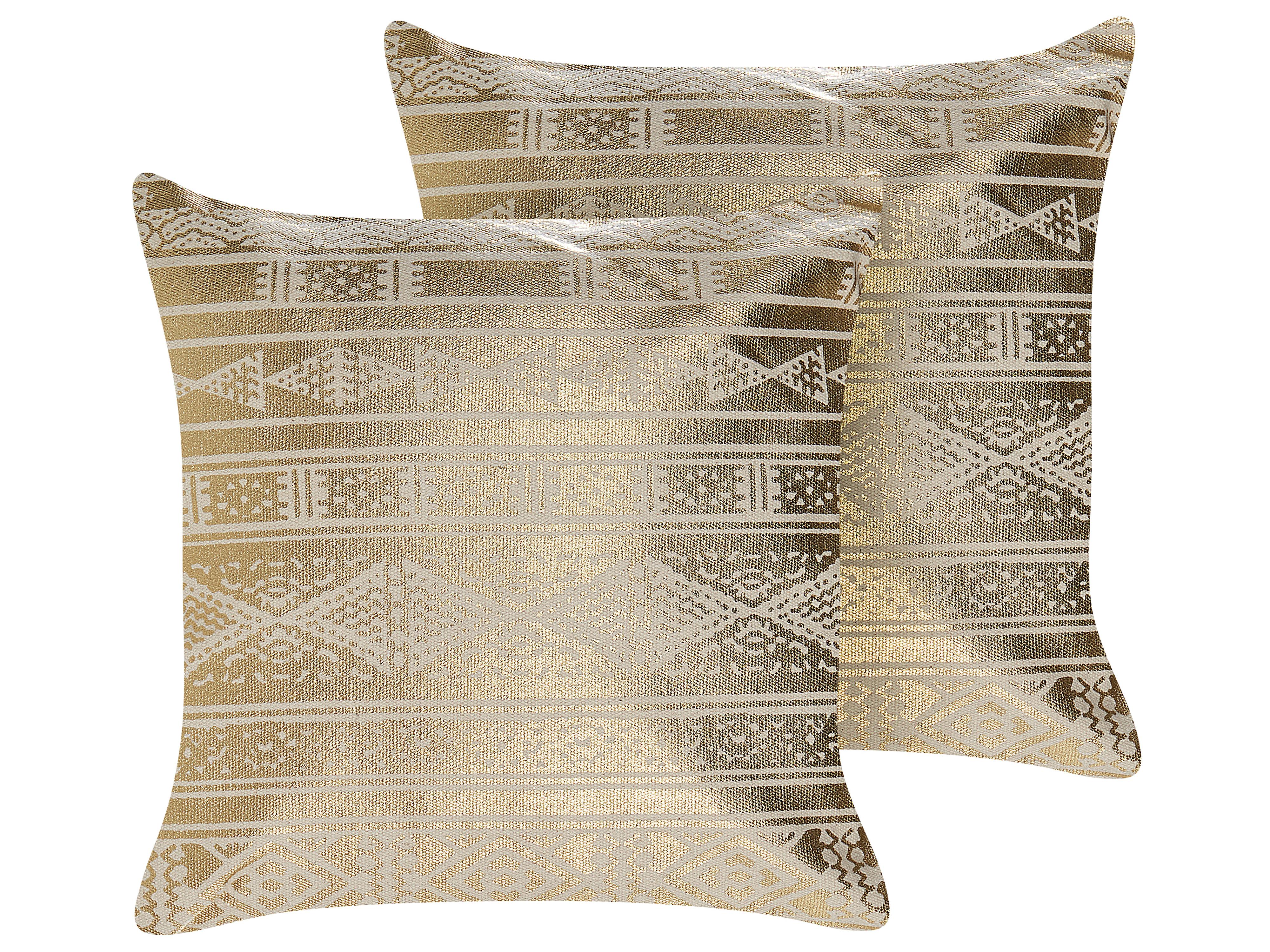 Set van 2 sierkussens OUJDA Katoen 50 x 50 cm Goud geometrisch patroon