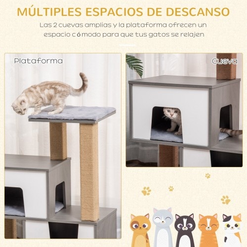 Árvore para gatos Pawhut com tocas, cinza