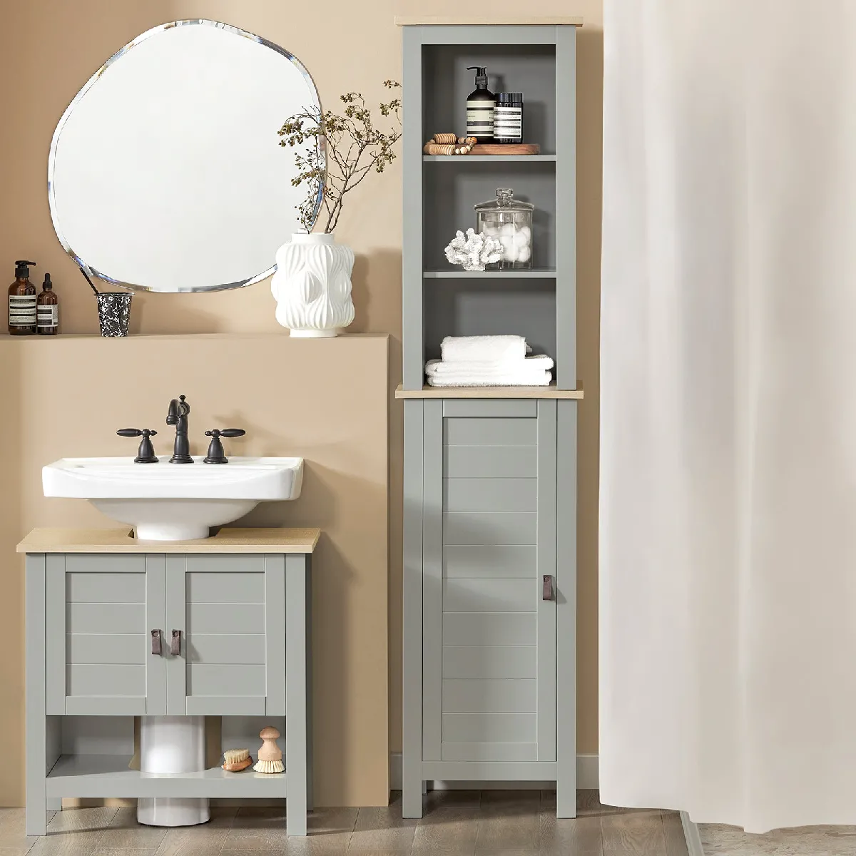 SoBuy BZR68-HG Meuble Colonne Salle de Bain