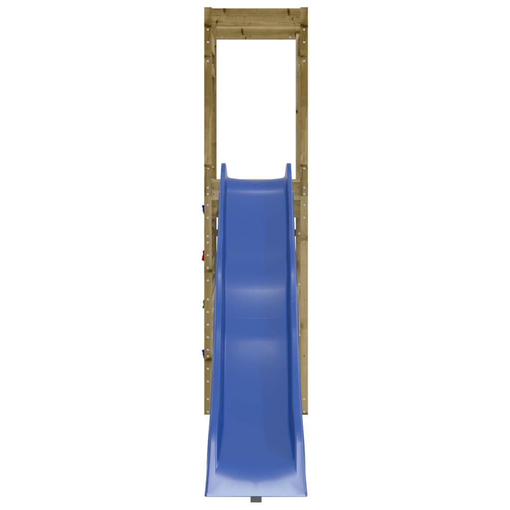 Aire de jeux d'extérieur balançoires toboggan portiques robuste jeux jardin 53 x 267 x 207 cm bois de pin imprégné