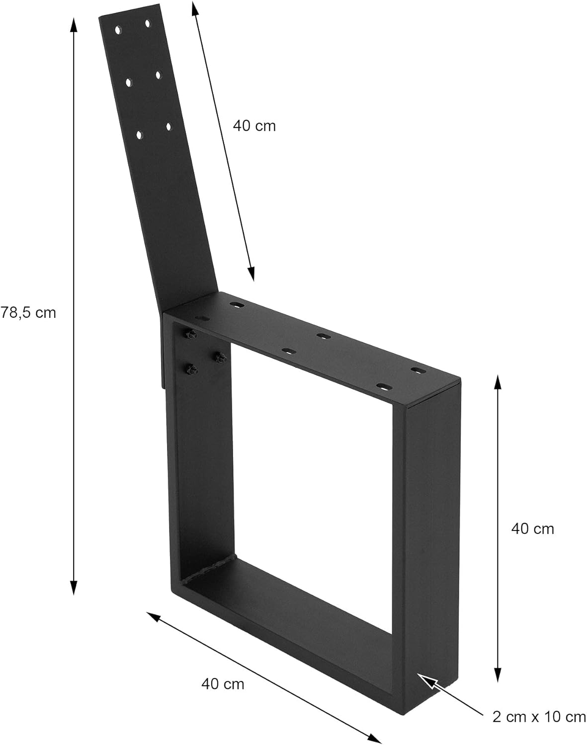 ML-Design 2 Stück Bankbeine aus Stahl massiv 40x78,5cm Schwarz Bankgestell aus Metall mit Rückenlehne für Außenbereich, DIY Gartenbank, stabil wetterfest rostfrei, Bankkufen Bankfüße Parkbank Sitzbank