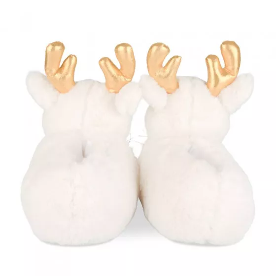 Chaussons peluche renne BLANC MERRY SCOTT