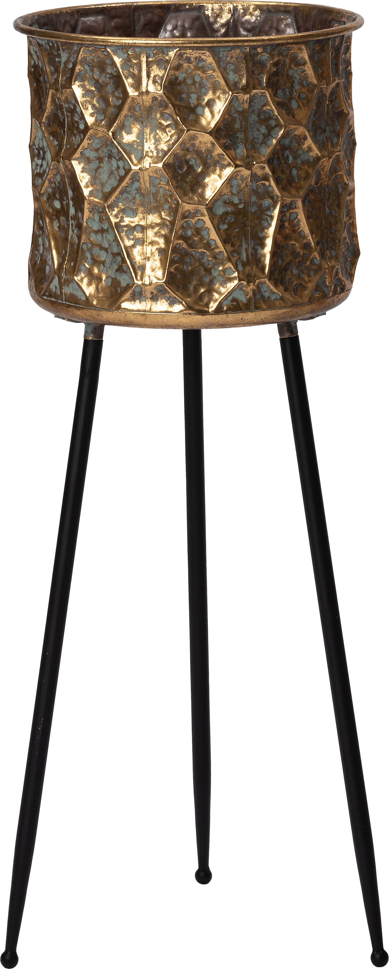Intratuin bloempot op poten Milo goud / groen D 28 x H 76 cm