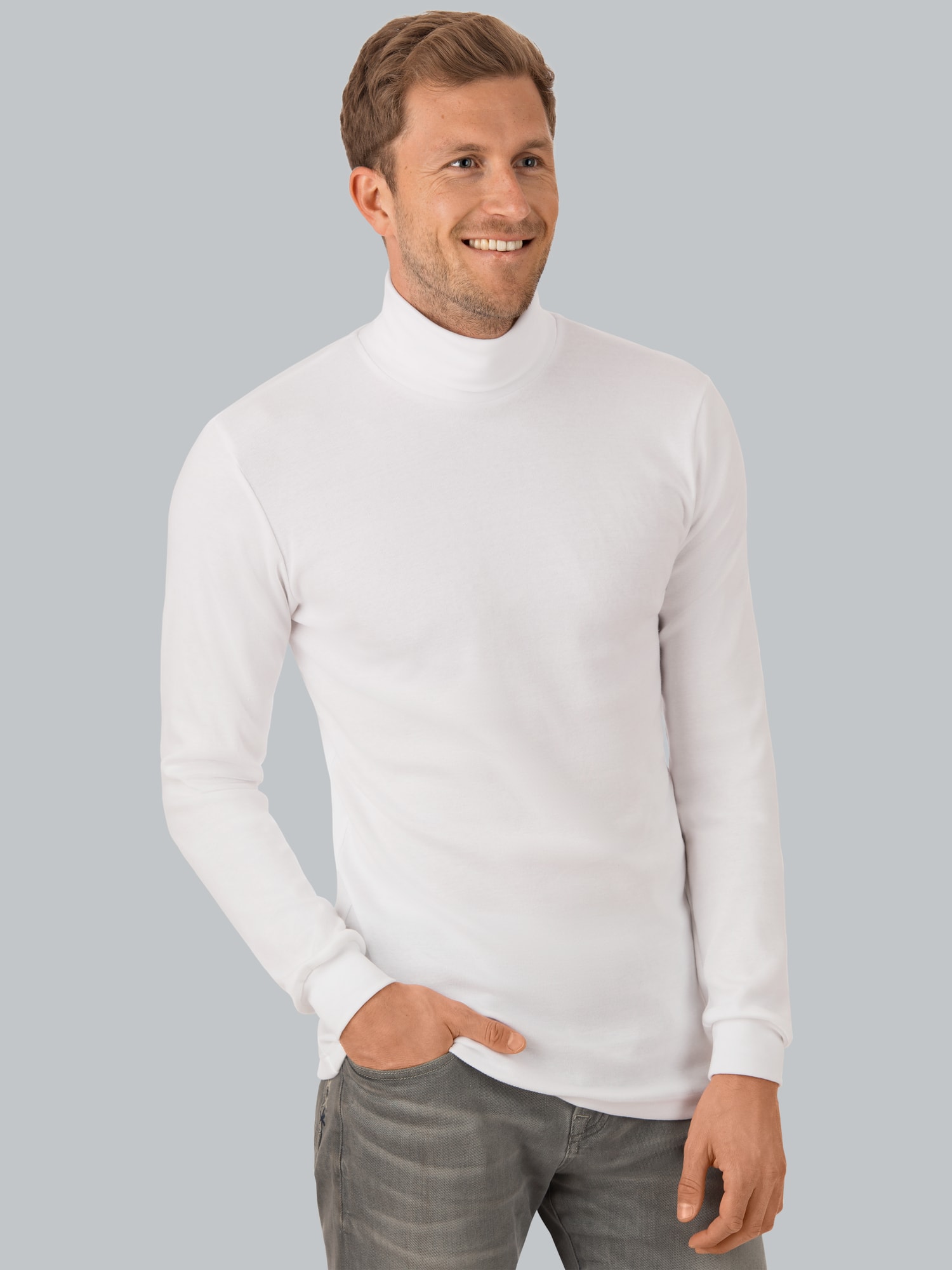 Langarm Ski/Sportrollkragenpullover Weiss