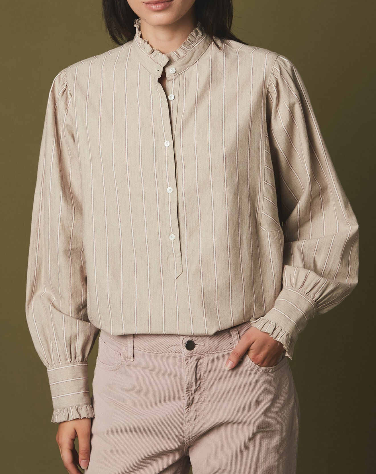 Hartford Blouse Hyper beige/rouge