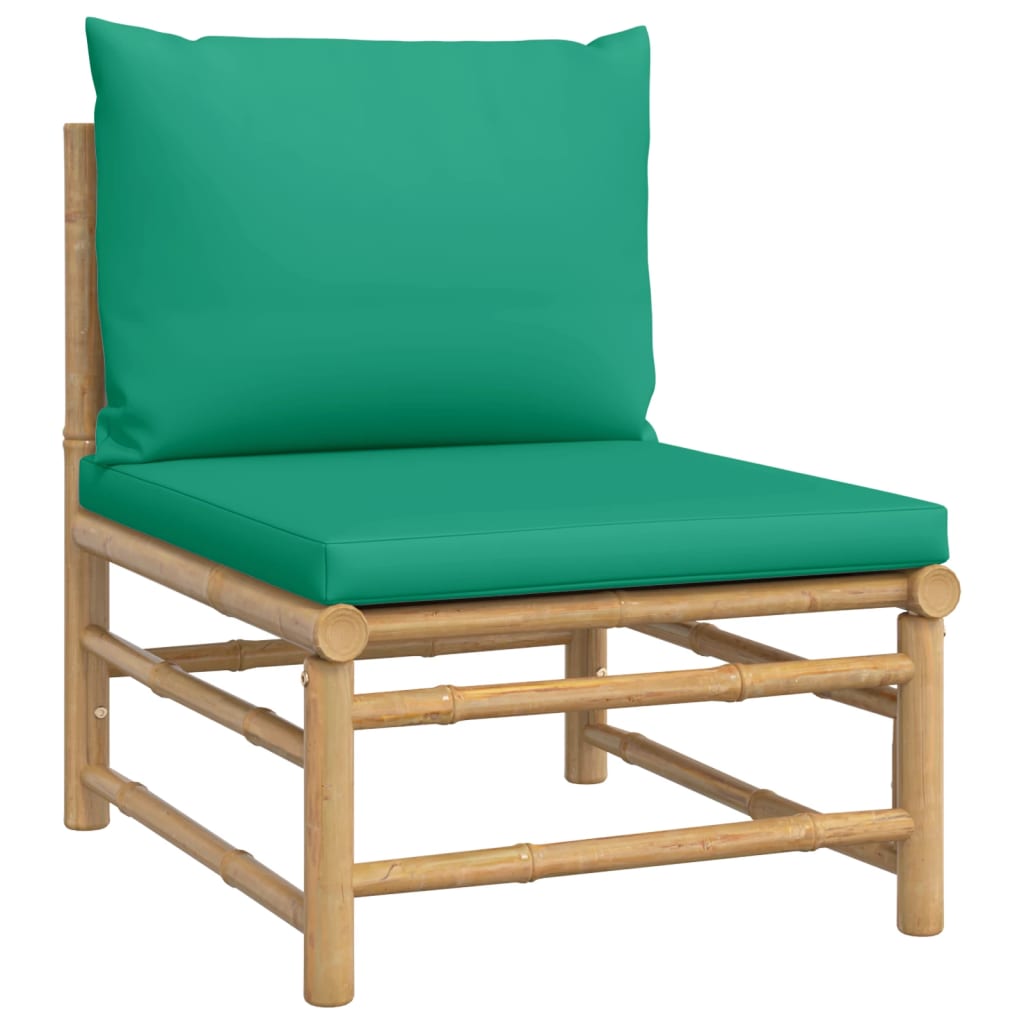 Salon de jardin meuble d'extérieur ensemble de mobilier 3 pièces avec coussins vert bambou