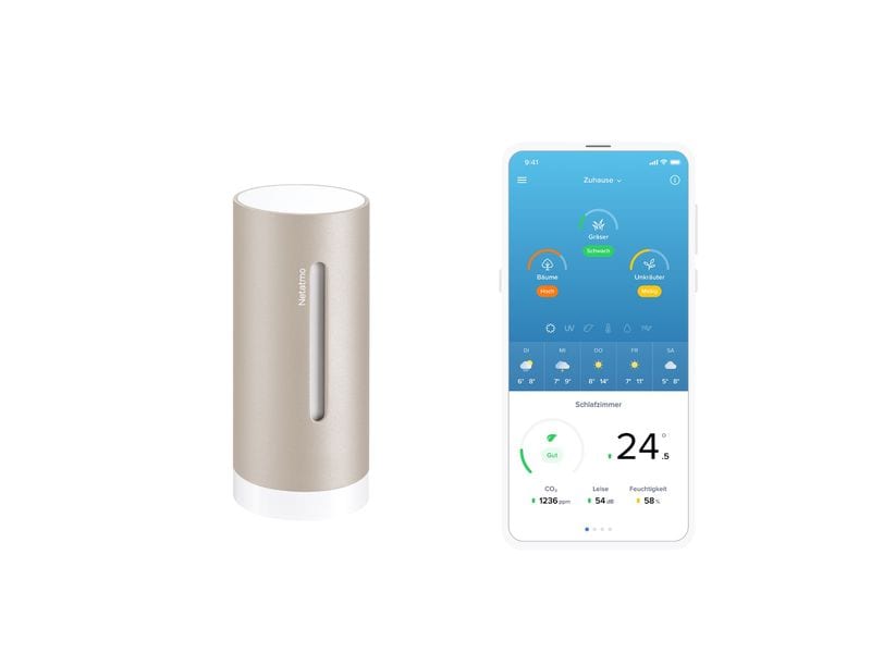 Netatmo Zusatzmodul Smartes Innenmodul Zusätzliches Innenmodul für die smarte Wetterstation 1st & 2nd Generation von Netatmo – Sand