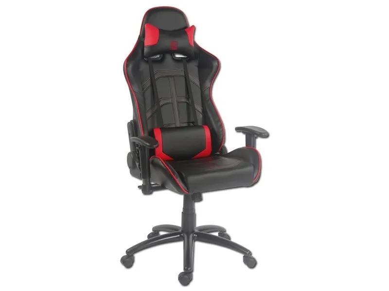 LC Power LC-GC-1 - Stol - ergonomisk - armstøtter - T-formet - drejeled - plastik, metal, PU-behandlet læder - sort/ rød