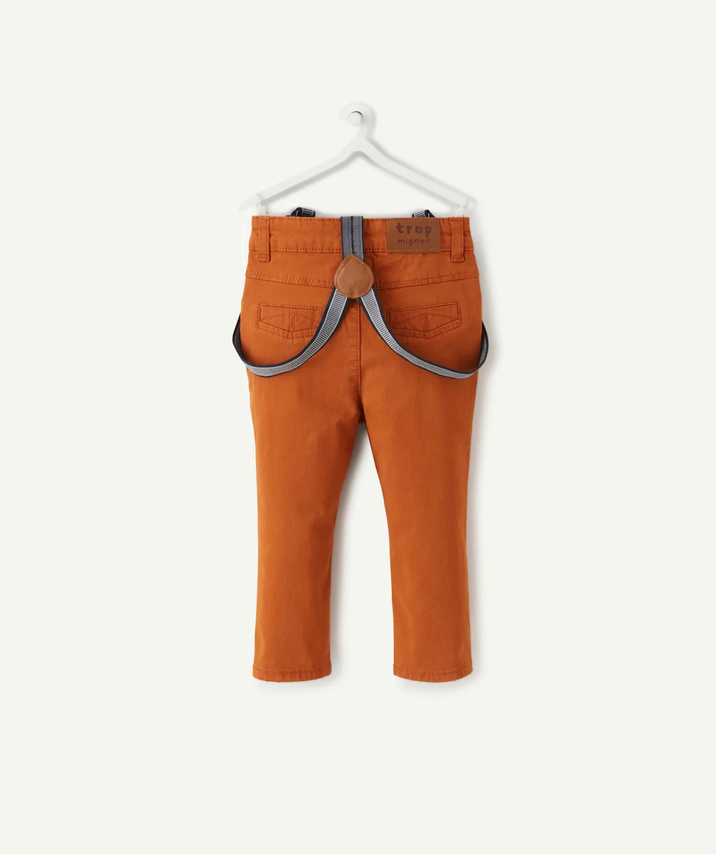 PANTALON EN DENIM MARRON AVEC BRETELLES BÉBÉ GARÇON