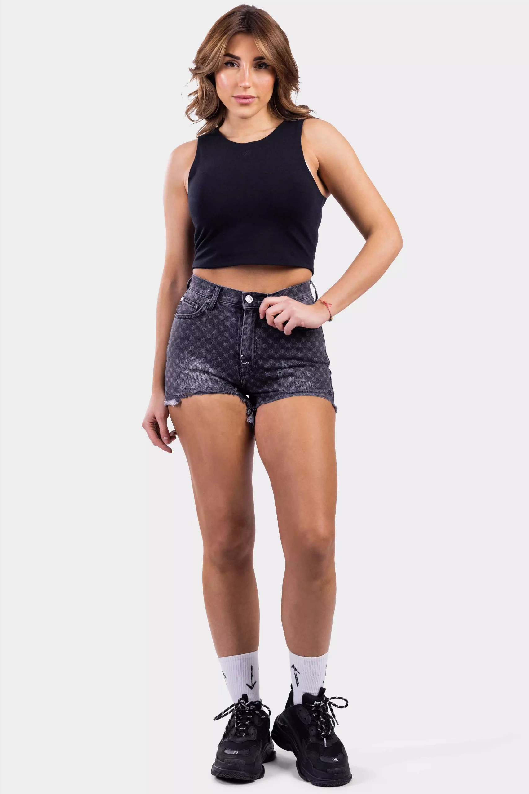 Malelions Motif Crop Top Dames Zwart