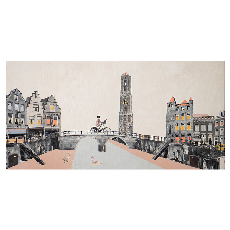 StoryWood wandpaneel Langs de Utrechtse grachten 40 x 80 cm