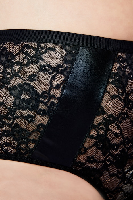 Taillenslip, Ouvert, Spitze, Wetlook Einsätze, transparent