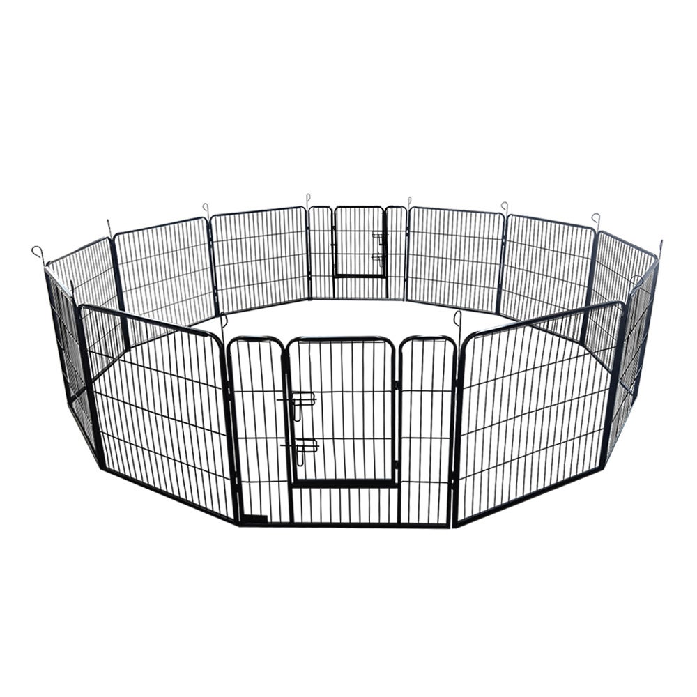 Home Deluxe - Puppy Playpen BARKI - 80 x 80 cm, 12-delige set, kleur: zwart, inclusief deurslot, afgeronde hoeken en randen | Puppy Playground | Puppy Run
