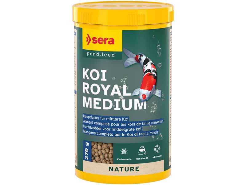 sera Koifutter Koi Royal Nature Medium, 1000 ml, 270g Natürliches Futter für mittlere Teichfische