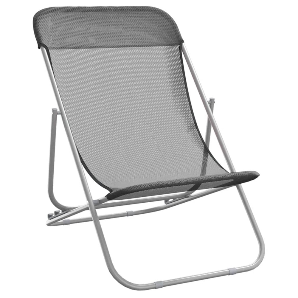 Chaises de plage pliantes 2pcs textilène acier enduit de poudre