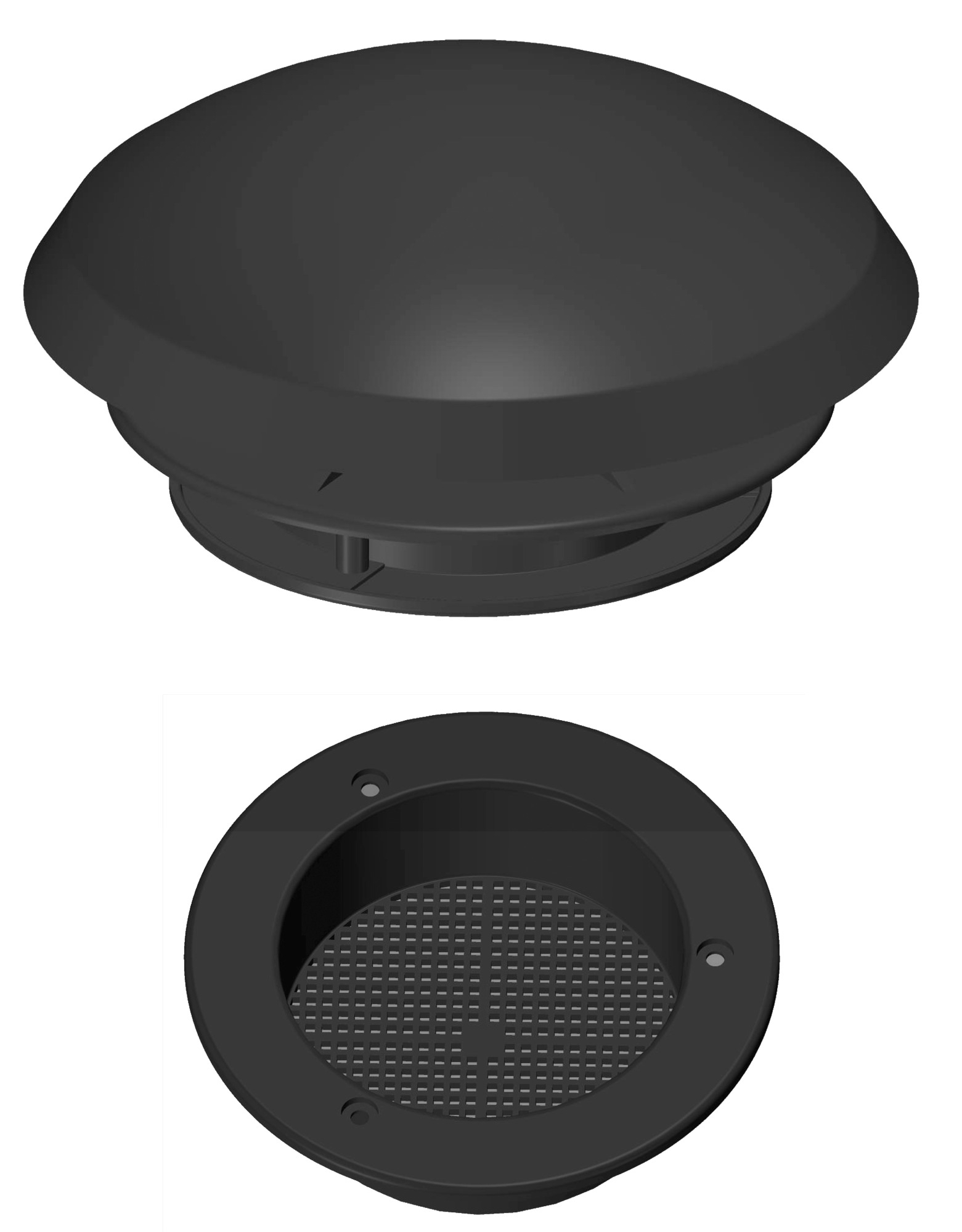 Knorz Dachlüfter mit Fliegengitter 190 mm schwarz