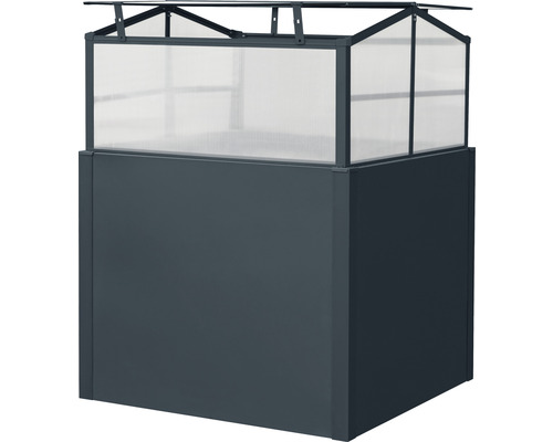 Kweekbak, kasdek inclusief 4 mm polycarbonaat, 87 x 87 x 46 cm, antraciet