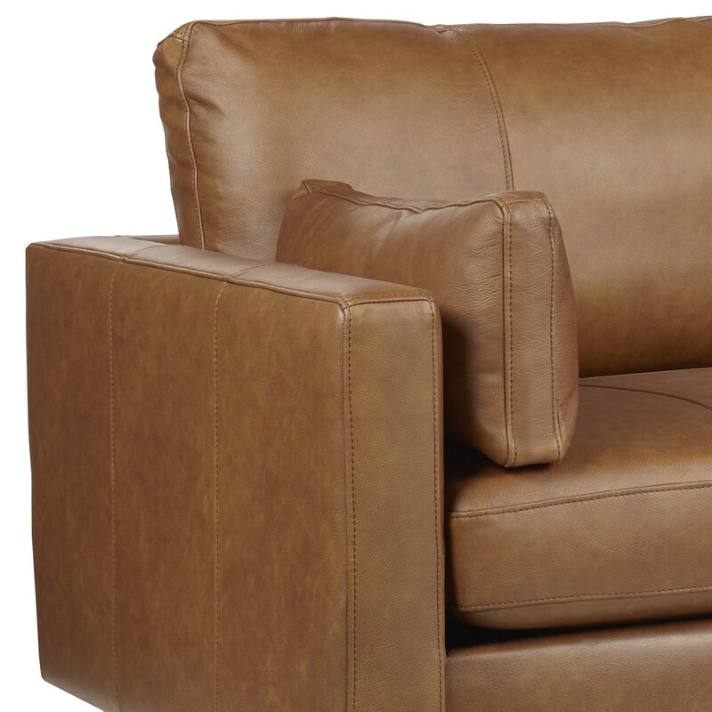 Gaia 81&rdquo; Genuine Leather Square Arm Sofa