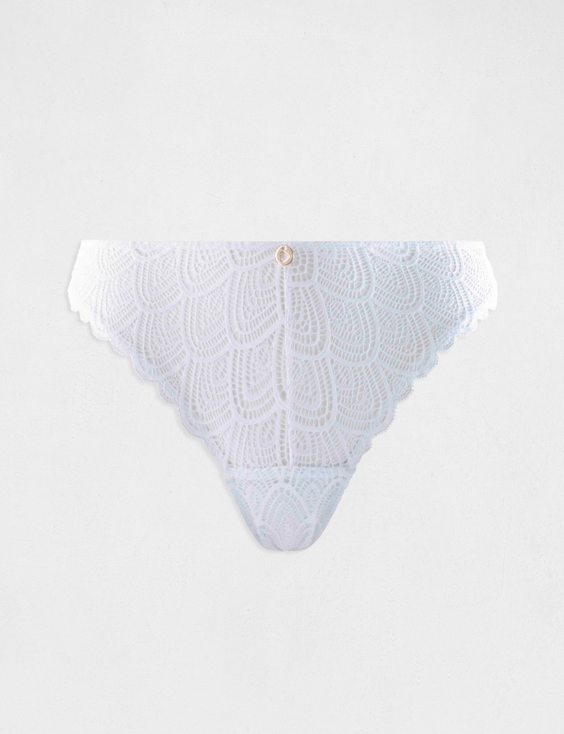 Tanga en dentelle blanc femme - blanc