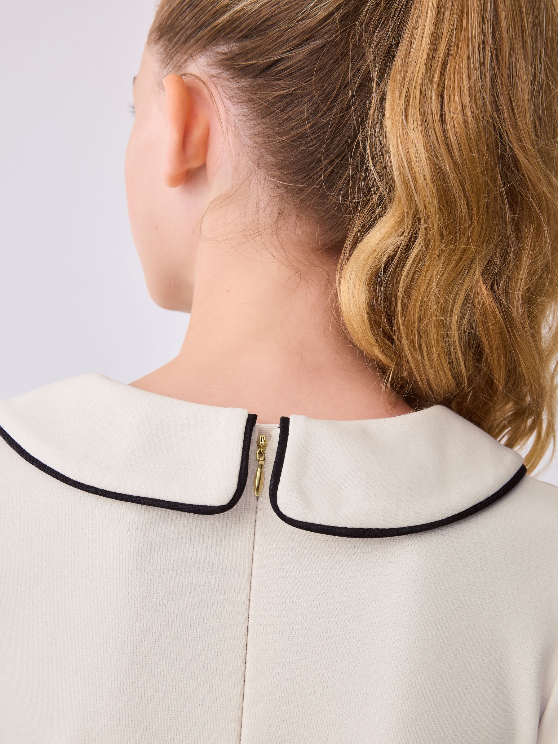 Crème - Baker by Ted Baker Bow Collar Pleated Ponte Dress