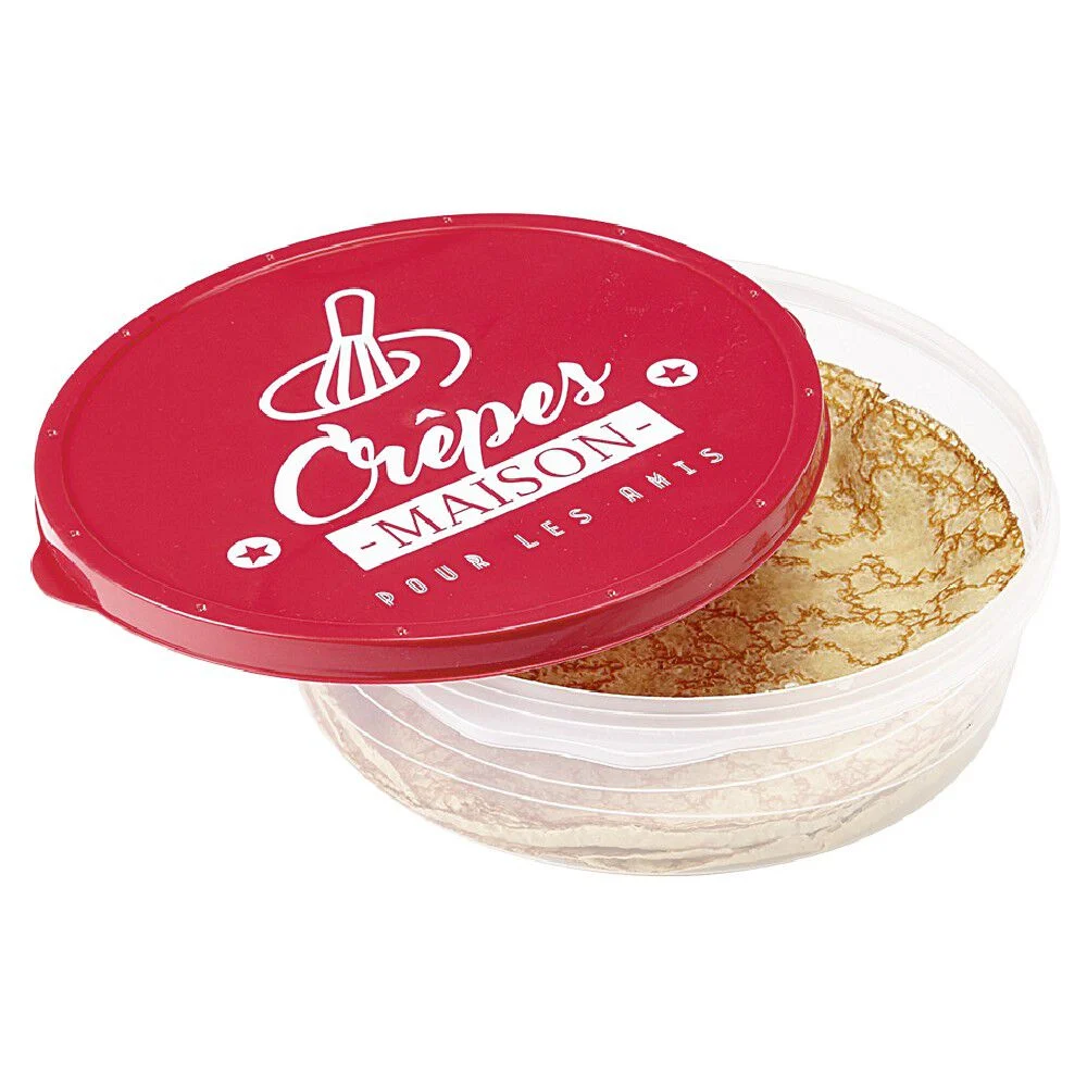 Boîte à crêpes ronde avec couvercle design rouge