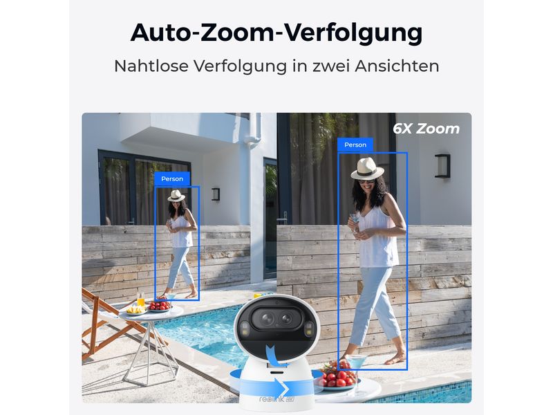 Reolink Netzwerkkamera Argus B730 4K Dual-Objektiv WLAN Solar Akkukamera mit Auto Tracking & Zoom