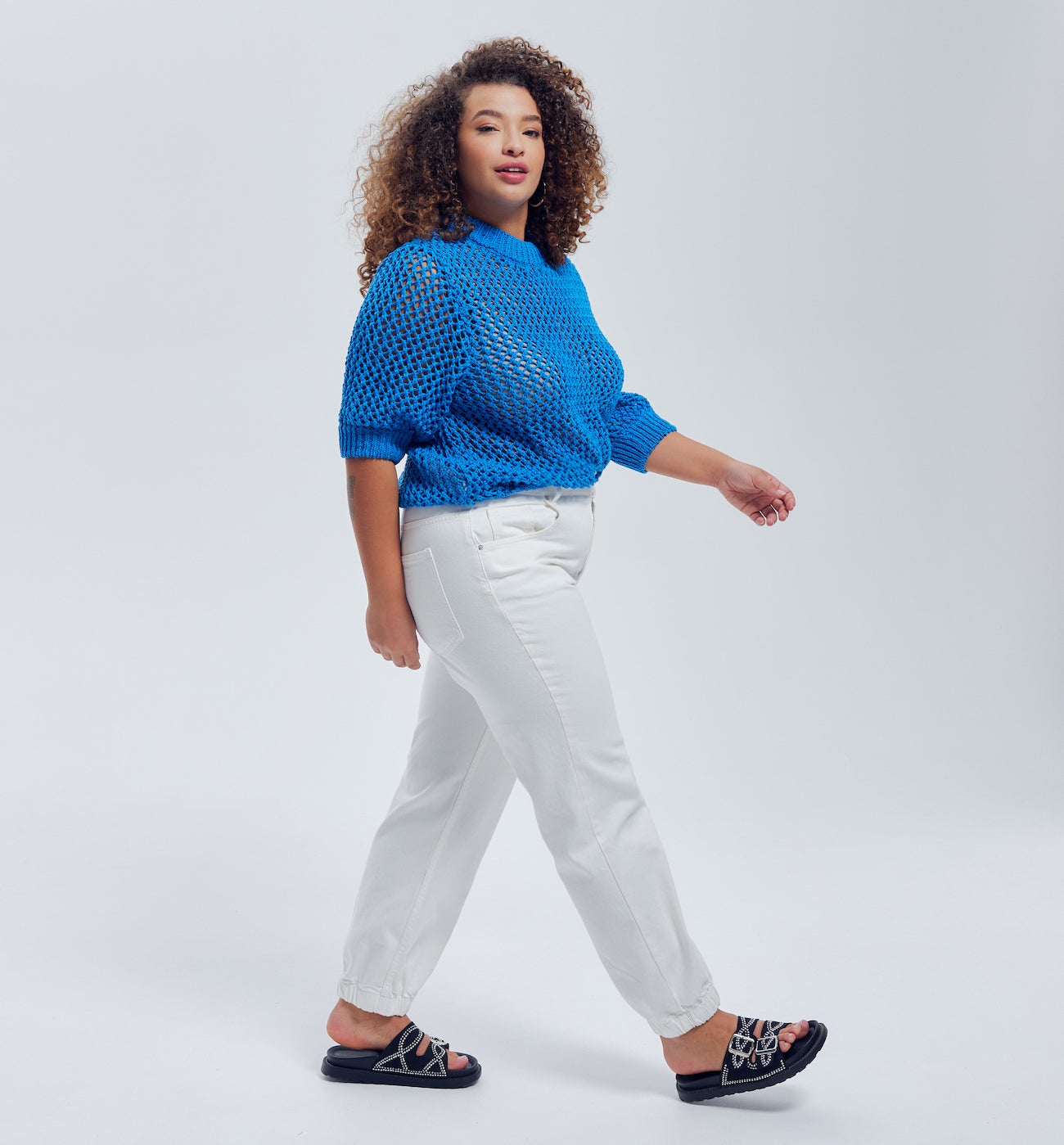 Jogpant en toile unie Femme - Blanc