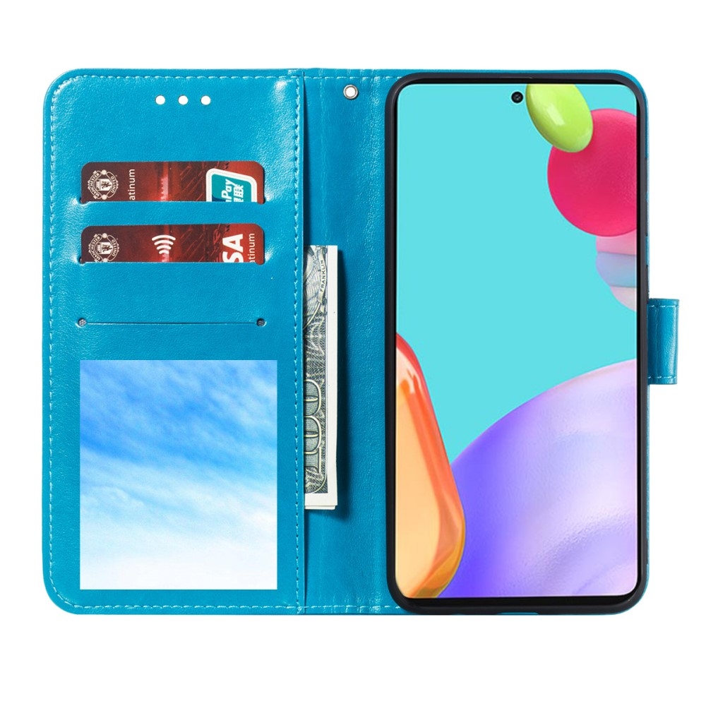 Samsung Galaxy A52s 5G / A52 (5G) Leder Tasche Wallet - Mandala Flowers Imprint - Blau