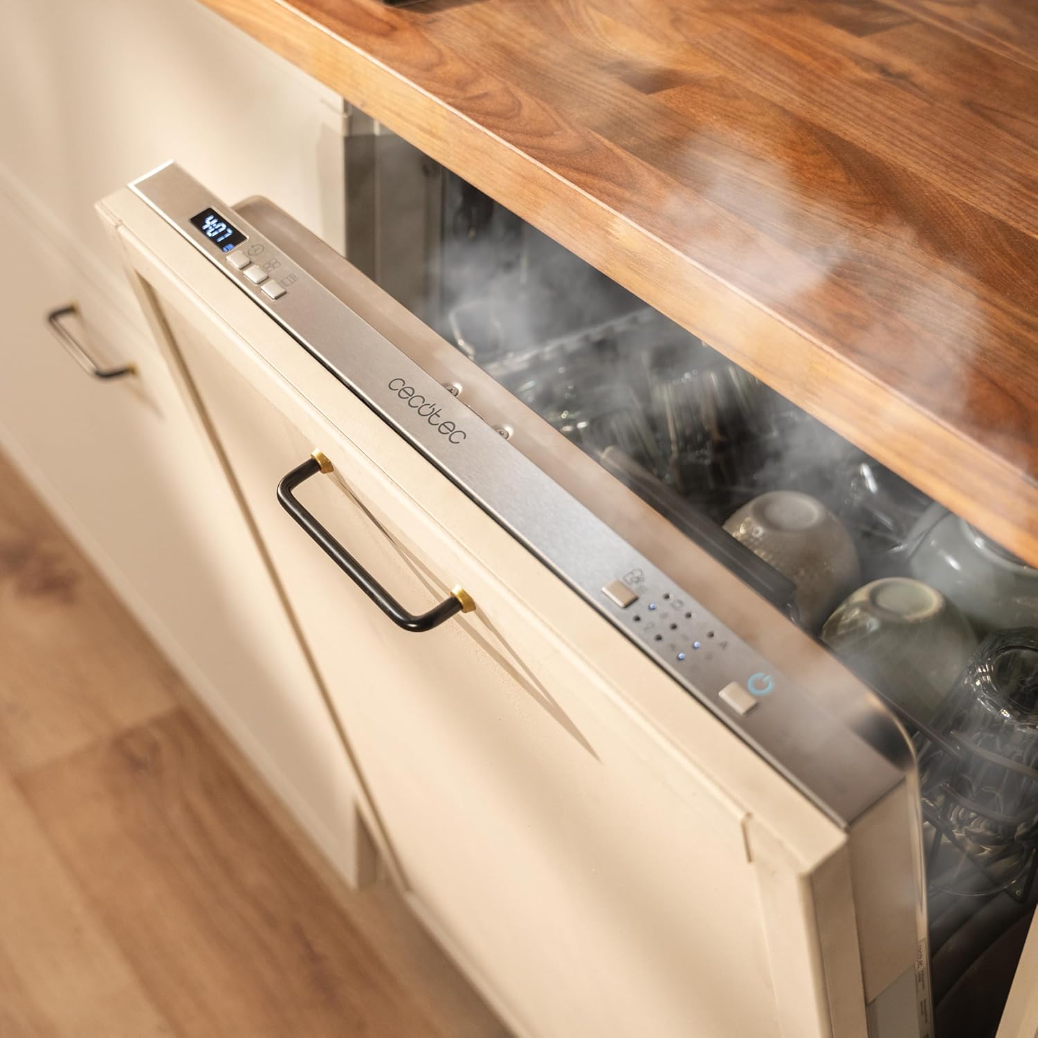 Cecotec Einbau-Geschirrspüler 60cm Bolero Aguazero 6500 Full-BI C. 15 Maßgedecke, dritte Schublade, niedriger Energieverbrauch, 6 Prog, Dual Zone Wash, O2 Dry, Inverter Plus Motor, Startzeitvorwahl