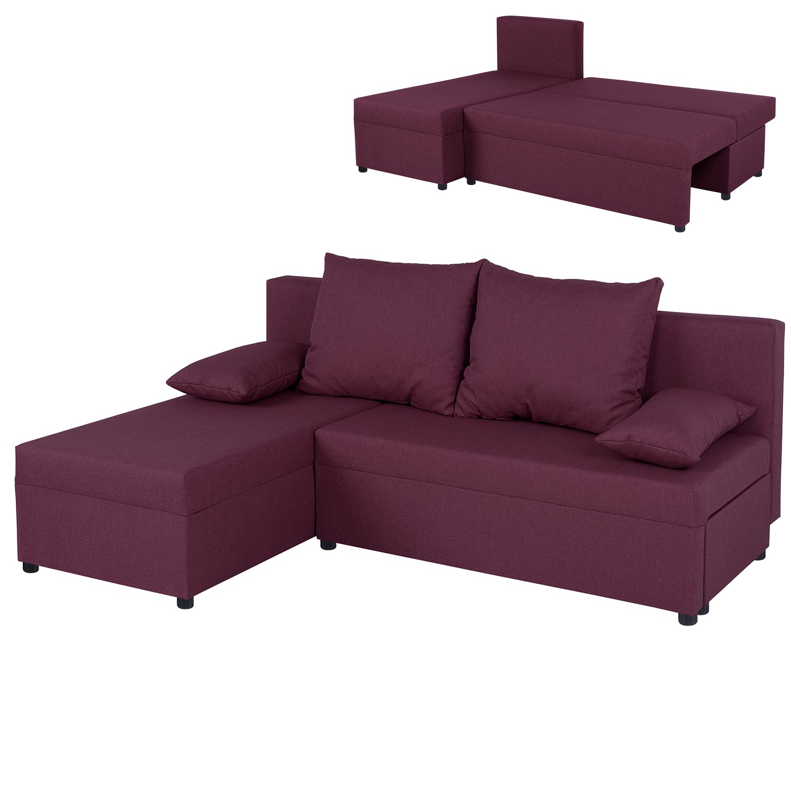 Ecksofa - violett - Webstoff - mit Liegefunktion