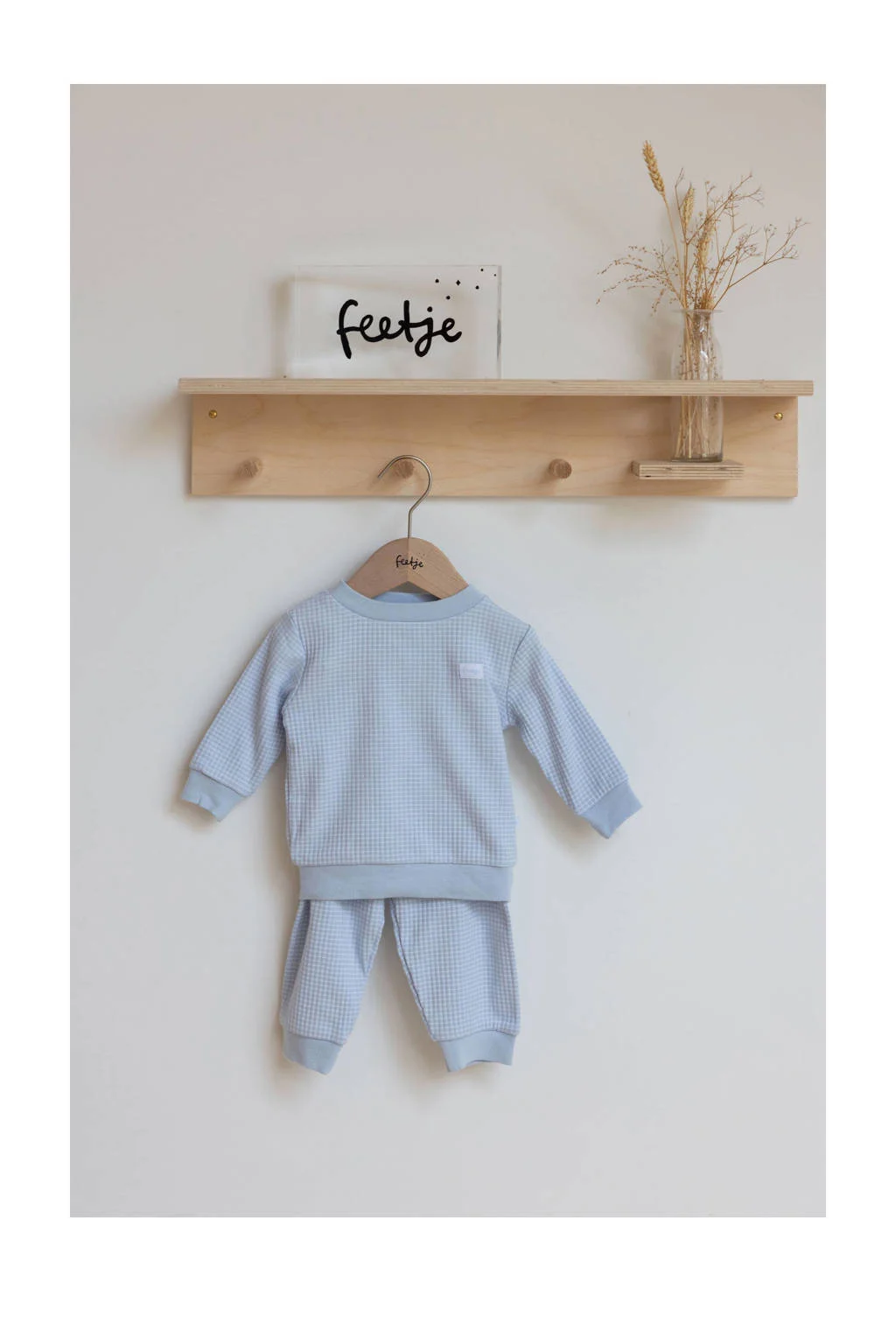 Feetje unisex wafel pyjama lichtblauw