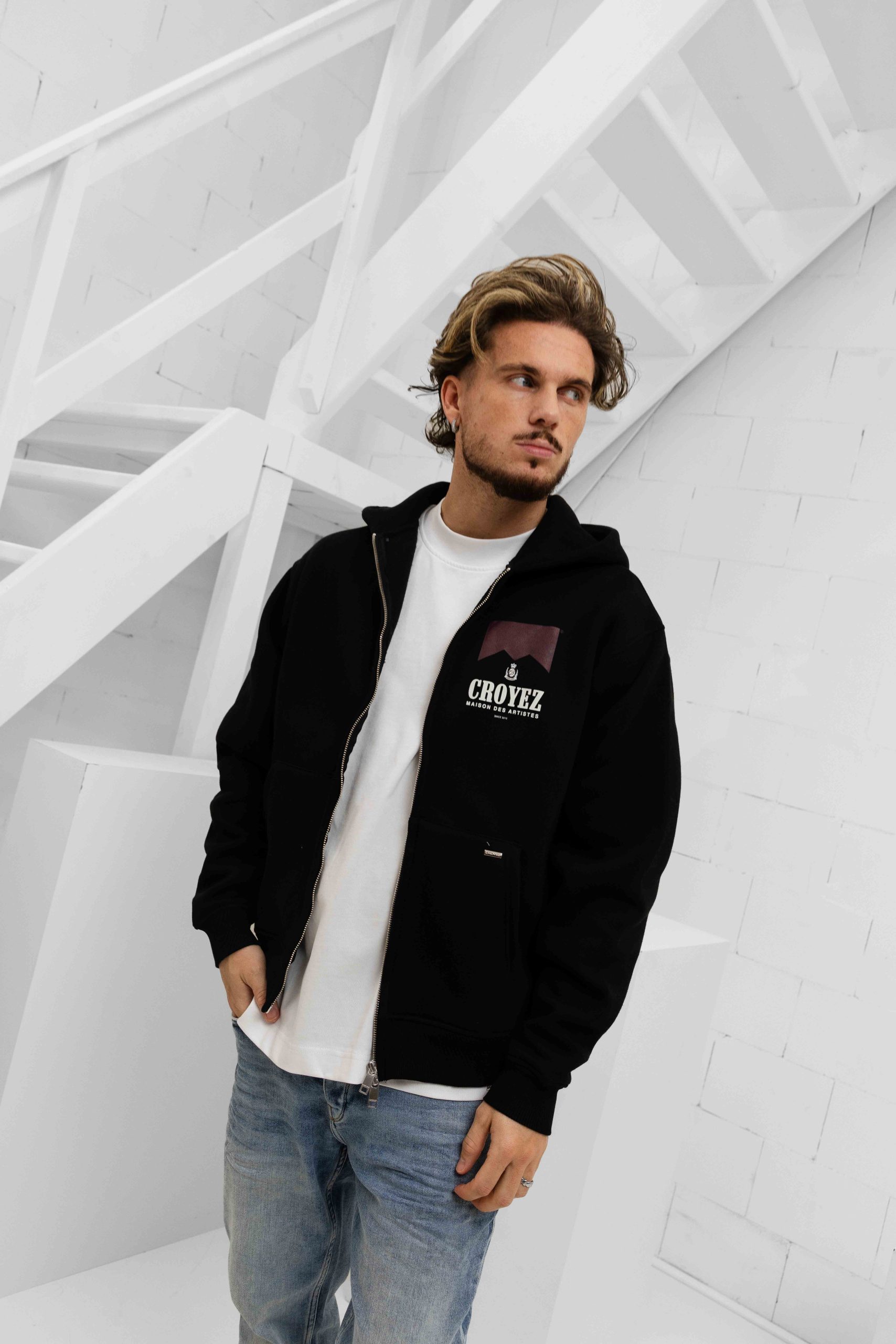 Croyez Maison Fumes Zip Hoodie Heren Zwart