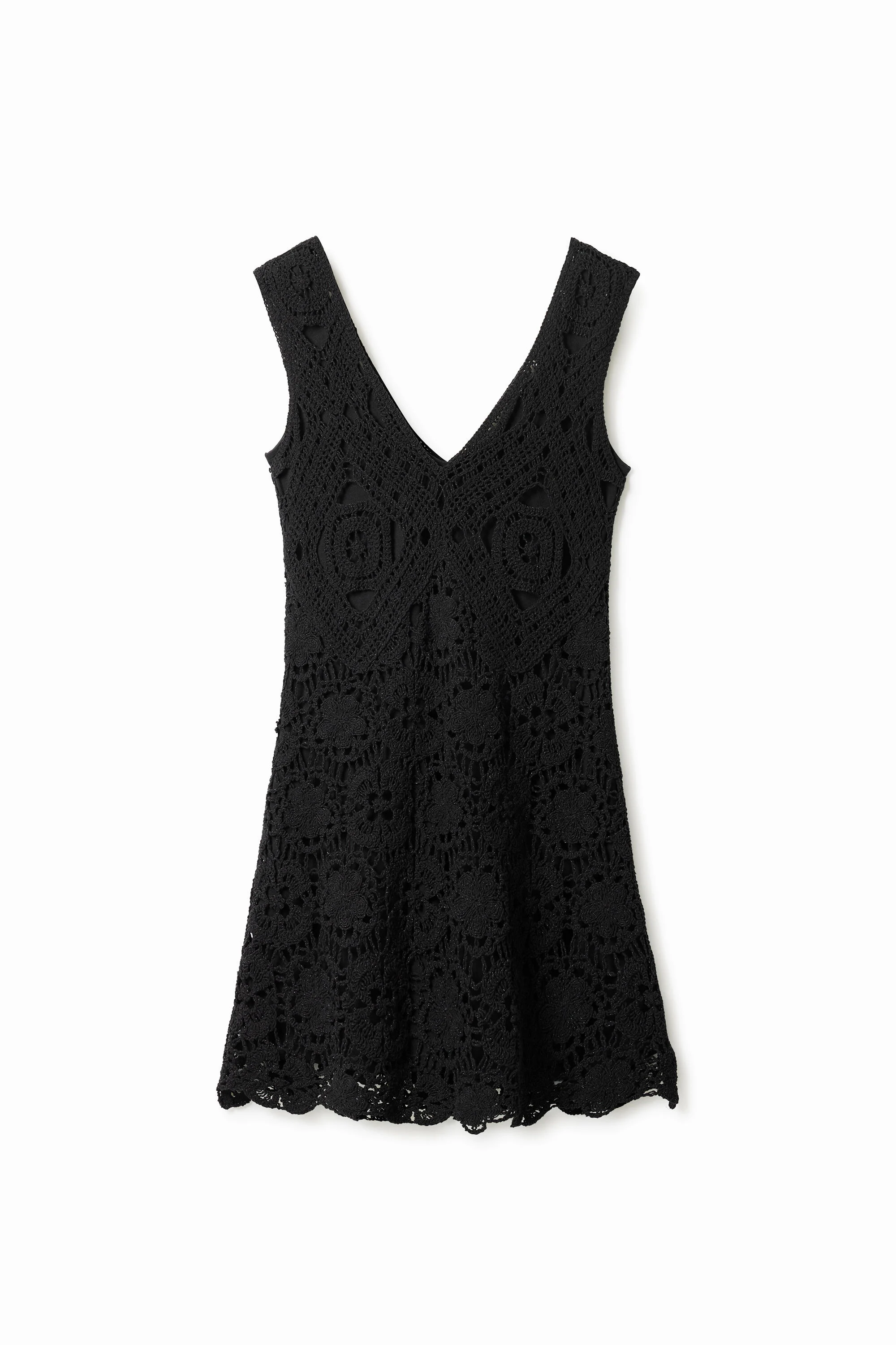 Vestido curto de crochê
