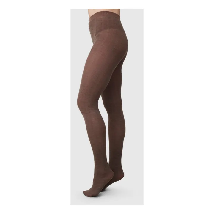 Swedish Stockings Collants Ylva Chevrons Laine Bio | Marron