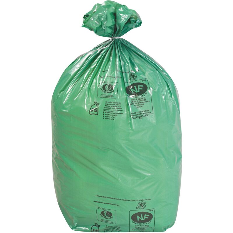Sac poubelle 110 litres NF Environnement vert - 200 sacs