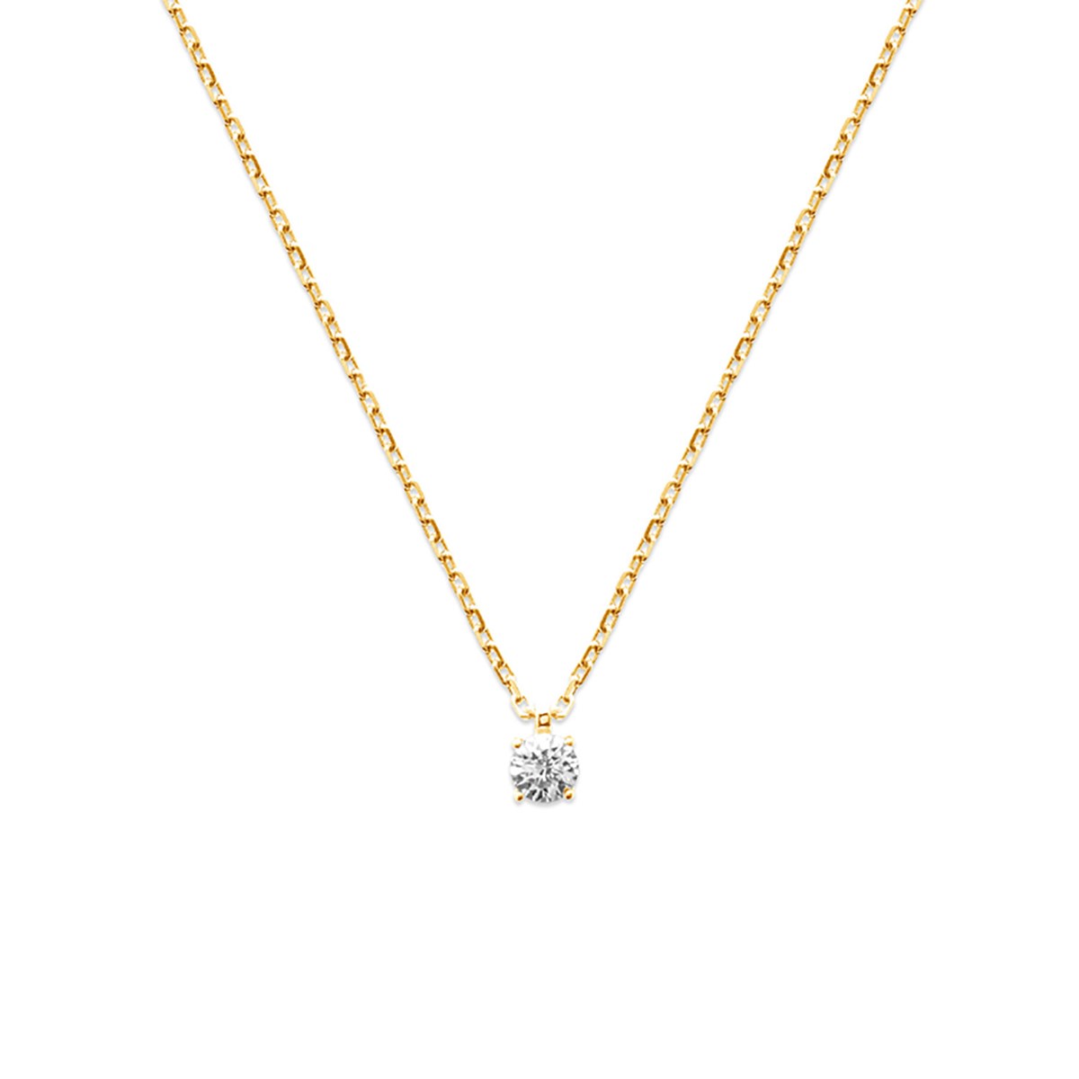 Collier Brillaxis plaqué or solitaire oxyde 4 mm