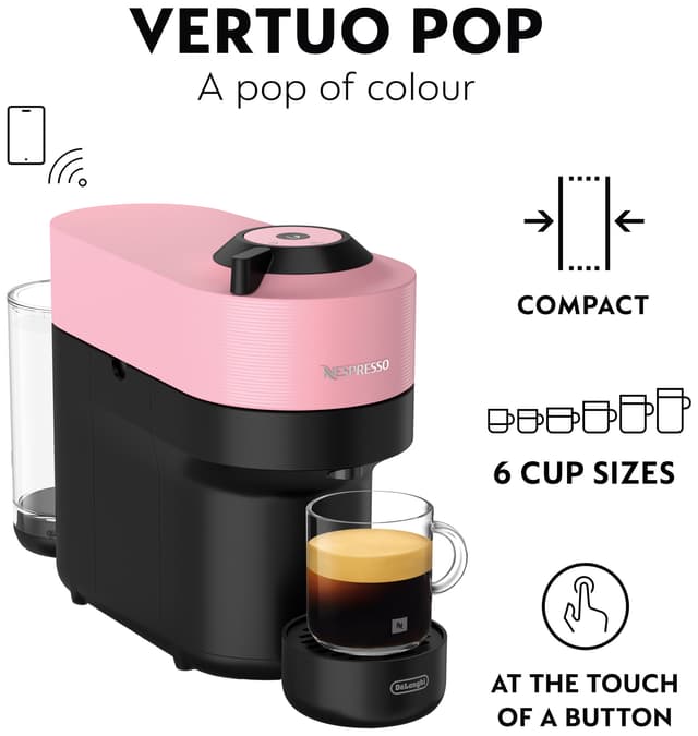 Nespresso Vertuo Pop kapselmaskine af DeLonghi ENV90.P (Candy pink)