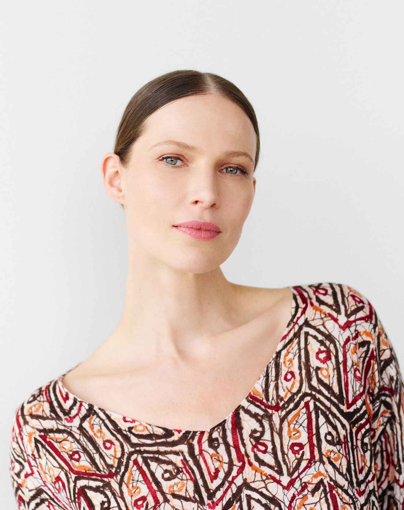 Caroll Pull fin 100% Lin Albane imprimé chataigne