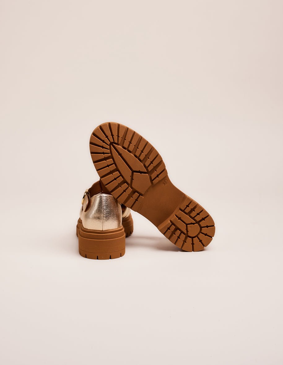ROSALIA - Sandales rosalia - cuir grainé champagne | Doré
