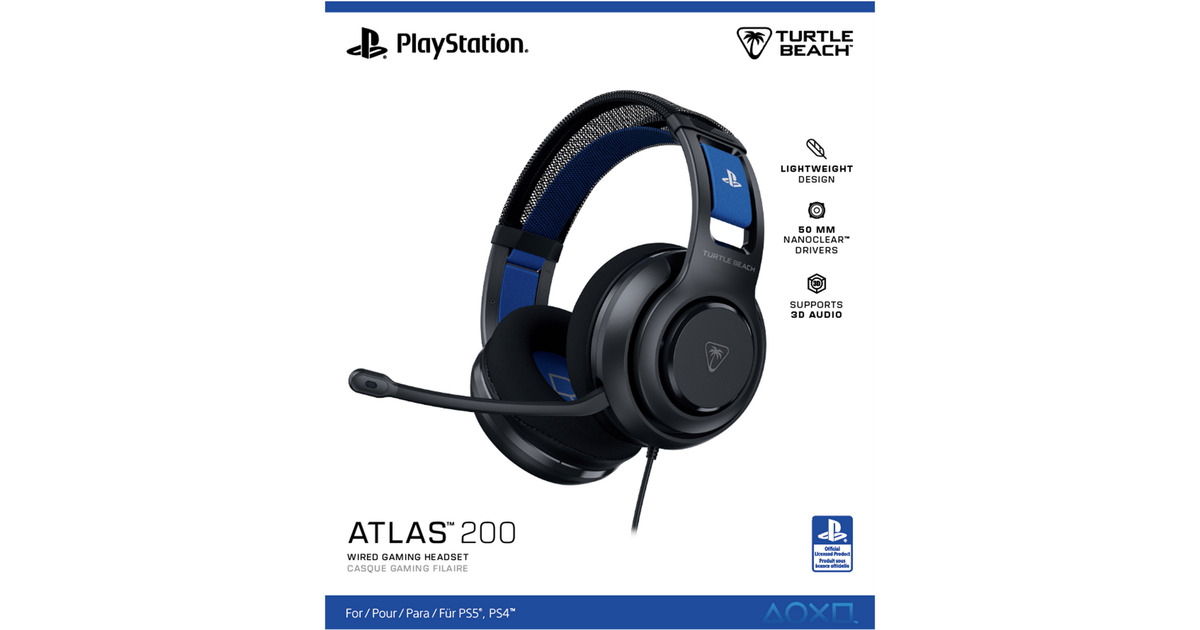 Turtle BeachAtlas 200 bekabelde gamingheadset over-ear gaming headset  (Zwart, PlayStation 4, PlayStation 5)